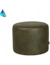Kyla puf i øko-læder Ø50 x H37 cm - Vintage olivengrøn