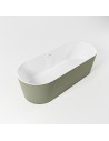 NOBLE fritstående badekar 180 x 75 cm Solid surface - Talkum/Armygrøn