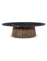 Maxim sofabord i mangotræ og faux marmor 120 x 70 cm - Antik brun/Sort marmor