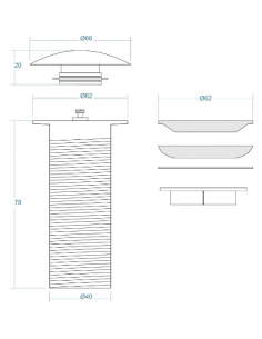 Pop-up bundventil 40 mm -... 2