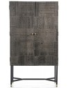 Isa Vitrineskab i metal og mangotræ H160 cm - Sort/Mørkegrå