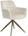 Aline rotérbar spisebordsstol i chenille H83,5 cm - Børstet messing/Beigehvid
