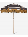 Retro Strandparasol i polyester og bøgetræ Ø200 cm - Beige/Brun