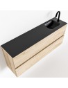 ADA Komplet badmiljø højrevendt håndvask B120 x H50 cm MDF - Vasket eg/Sort