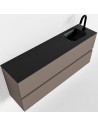 ADA Komplet badmiljø højrevendt håndvask B120 x H50 cm MDF - Røg/Sort