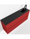 ADA Komplet badmiljø højrevendt håndvask B120 x H50 cm MDF - Rød/Sort