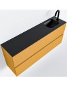 ADA Komplet badmiljø højrevendt håndvask B120 x H50 cm MDF - Okker/Sort