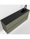 ADA Komplet badmiljø højrevendt håndvask B120 x H50 cm MDF - Armygrøn/Sort