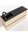 ADA Komplet badmiljø venstrevendt håndvask B100 x H50 cm MDF - Vasket eg/Sort