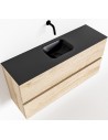 ADA Komplet badmiljø centreret håndvask B100 x H50 cm MDF - Vasket eg/Sort