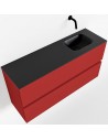 ADA Komplet badmiljø højrevendt håndvask B100 x H50 cm MDF - Rød/Sort