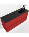 ADA Komplet badmiljø højrevendt håndvask B100 x H50 cm MDF - Rød/Sort