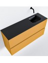 ADA Komplet badmiljø højrevendt håndvask B100 x H50 cm MDF - Okker/Sort