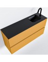ADA Komplet badmiljø højrevendt håndvask B100 x H50 cm MDF - Okker/Sort