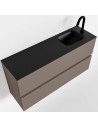 ADA Komplet badmiljø højrevendt håndvask B100 x H50 cm MDF - Røg/Sort