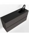 ADA Komplet badmiljø højrevendt håndvask B100 x H50 cm MDF - Mørkegrå/Sort