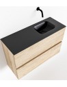 ADA Komplet badmiljø højrevendt håndvask B80 x H50 cm MDF - Vasket eg/Sort