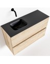 ADA Komplet badmiljø venstrevendt håndvask B80 x H50 cm MDF - Vasket eg/Sort