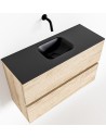ADA Komplet badmiljø centreret håndvask B80 x H50 cm MDF - Vasket eg/Sort