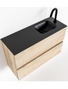 ADA Komplet badmiljø højrevendt håndvask B80 x H50 cm MDF - Vasket eg/Sort
