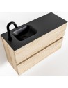 ADA Komplet badmiljø venstrevendt håndvask B80 x H50 cm MDF - Vasket eg/Sort