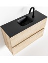 ADA Komplet badmiljø centreret håndvask B80 x H50 cm MDF - Vasket eg/Sort