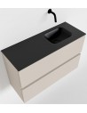 ADA Komplet badmiljø højrevendt håndvask B80 x H50 cm MDF - Linned/Sort