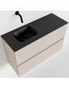 ADA Komplet badmiljø venstrevendt håndvask B80 x H50 cm MDF - Linned/Sort