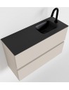 ADA Komplet badmiljø højrevendt håndvask B80 x H50 cm MDF - Linned/Sort