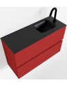 ADA Komplet badmiljø højrevendt håndvask B80 x H50 cm MDF - Rød/Sort
