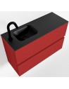 ADA Komplet badmiljø venstrevendt håndvask B80 x H50 cm MDF - Rød/Sort