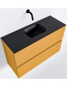 ADA Komplet badmiljø centreret håndvask B80 x H50 cm MDF - Okker/Sort