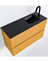 ADA Komplet badmiljø højrevendt håndvask B80 x H50 cm MDF - Okker/Sort