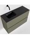 ADA Komplet badmiljø venstrevendt håndvask B80 x H50 cm MDF - Armygrøn/Sort
