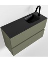 ADA Komplet badmiljø højrevendt håndvask B80 x H50 cm MDF - Armygrøn/Sort