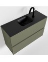 ADA Komplet badmiljø centreret håndvask B80 x H50 cm MDF - Armygrøn/Sort