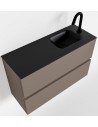 ADA Komplet badmiljø højrevendt håndvask B80 x H50 cm MDF - Røg/Sort