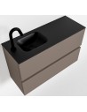ADA Komplet badmiljø venstrevendt håndvask B80 x H50 cm MDF - Røg/Sort
