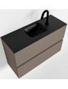 ADA Komplet badmiljø centreret håndvask B80 x H50 cm MDF - Røg/Sort