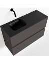 ADA Komplet badmiljø venstrevendt håndvask B80 x H50 cm MDF - Mørkegrå/Sort