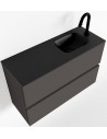 ADA Komplet badmiljø højrevendt håndvask B80 x H50 cm MDF - Mørkegrå/Sort