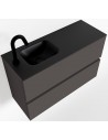 ADA Komplet badmiljø venstrevendt håndvask B80 x H50 cm MDF - Mørkegrå/Sort