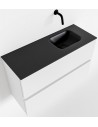 ADA Komplet badmiljø højrevendt håndvask B80 x H50 cm MDF - Talkum/Sort