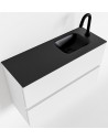 ADA Komplet badmiljø højrevendt håndvask B80 x H50 cm MDF - Talkum/Sort