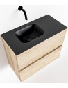 ADA Komplet badmiljø venstrevendt håndvask B60 x H50 cm MDF - Vasket eg/Sort