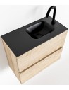 ADA Komplet badmiljø højrevendt håndvask B60 x H50 cm MDF - Vasket eg/Sort