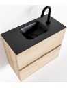 ADA Komplet badmiljø centreret håndvask B60 x H50 cm MDF - Vasket eg/Sort