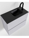ADA Komplet badmiljø højrevendt håndvask B60 x H50 cm MDF - Svag grå/Sort