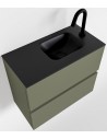 ADA Komplet badmiljø højrevendt håndvask B60 x H50 cm MDF - Armygrøn/Sort