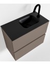 ADA Komplet badmiljø højrevendt håndvask B60 x H50 cm MDF - Røg/Sort